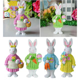 Maxbell 2x Miniature Resin Rabbit Figurine Easter Animal Bunny Statue Desk Decor