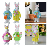 Maxbell 2x Miniature Resin Rabbit Figurine Easter Animal Bunny Statue Desk Decor
