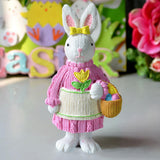 Maxbell 2x Miniature Resin Rabbit Figurine Easter Animal Bunny Statue Desk Decor