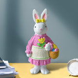 Maxbell 2x Miniature Resin Rabbit Figurine Easter Animal Bunny Statue Desk Decor