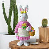 Maxbell 2x Miniature Resin Rabbit Figurine Easter Animal Bunny Statue Desk Decor