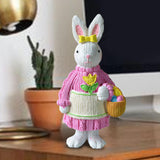 Maxbell 2x Miniature Resin Rabbit Figurine Easter Animal Bunny Statue Desk Decor