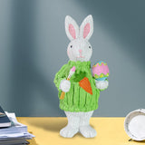 Maxbell 2Pcs Miniature Resin Rabbit Figurine Easter Animal Bunny Statue Desk Decor