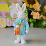 Maxbell 2x Miniature Resin Rabbit Figurine Easter Animal Bunny Statue Desk Decor