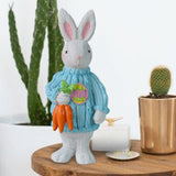 Maxbell 2x Miniature Resin Rabbit Figurine Easter Animal Bunny Statue Desk Decor