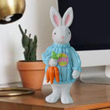 Maxbell 2x Miniature Resin Rabbit Figurine Easter Animal Bunny Statue Desk Decor