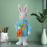 Maxbell 2x Miniature Resin Rabbit Figurine Easter Animal Bunny Statue Desk Decor