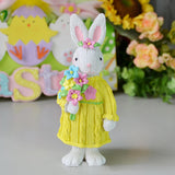Maxbell 2Pcs Miniature Resin Rabbit Figurine Easter Animal Bunny Statue Desk Decor