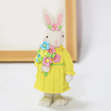 Maxbell 2Pcs Miniature Resin Rabbit Figurine Easter Animal Bunny Statue Desk Decor