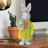 Maxbell 2Pcs Miniature Resin Rabbit Figurine Easter Animal Bunny Statue Desk Decor
