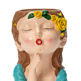 Maxbell 2x Cute Human Head Sculpture Vase Succulent Vase Flowerpot Table Decor