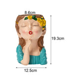 Maxbell 2x Cute Human Head Sculpture Vase Succulent Vase Flowerpot Table Decor
