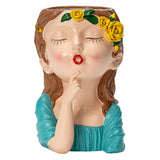 Maxbell 2x Cute Human Head Sculpture Vase Succulent Vase Flowerpot Table Decor