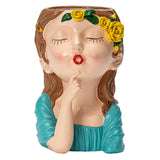Maxbell 2x Cute Human Head Sculpture Vase Succulent Vase Flowerpot Table Decor