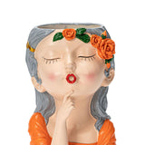 Maxbell 2x Cute Human Head Sculpture Vase Succulent Vase Flowerpot Table Decor