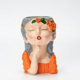 Maxbell 2x Cute Human Head Sculpture Vase Succulent Vase Flowerpot Table Decor