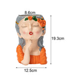 Maxbell 2x Cute Human Head Sculpture Vase Succulent Vase Flowerpot Table Decor