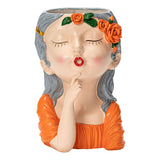 Maxbell 2x Cute Human Head Sculpture Vase Succulent Vase Flowerpot Table Decor