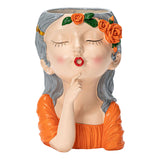 Maxbell 2x Cute Human Head Sculpture Vase Succulent Vase Flowerpot Table Decor