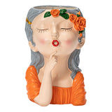 Maxbell 2x Cute Human Head Sculpture Vase Succulent Vase Flowerpot Table Decor