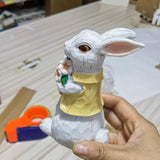 Maxbell 2Pcs Easter Bunny Decor Adorable Rabbit Statue Tabletop Sculpture 5.5 inch