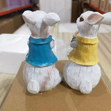 Maxbell 2Pcs Easter Bunny Decor Adorable Rabbit Statue Tabletop Sculpture 5.5 inch