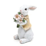 Maxbell 2Pcs Easter Bunny Decor Adorable Rabbit Statue Tabletop Sculpture 5.5 inch