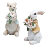 Maxbell 2Pcs Easter Bunny Decor Adorable Rabbit Statue Tabletop Sculpture 5.5 inch