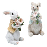 Maxbell 2Pcs Easter Bunny Decor Adorable Rabbit Statue Tabletop Sculpture 5.5 inch