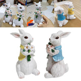 Maxbell 2Pcs Easter Bunny Decor Adorable Rabbit Statue Tabletop Sculpture 5.5 inch