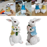 Maxbell 2Pcs Easter Bunny Decor Adorable Rabbit Statue Tabletop Sculpture 5.5 inch