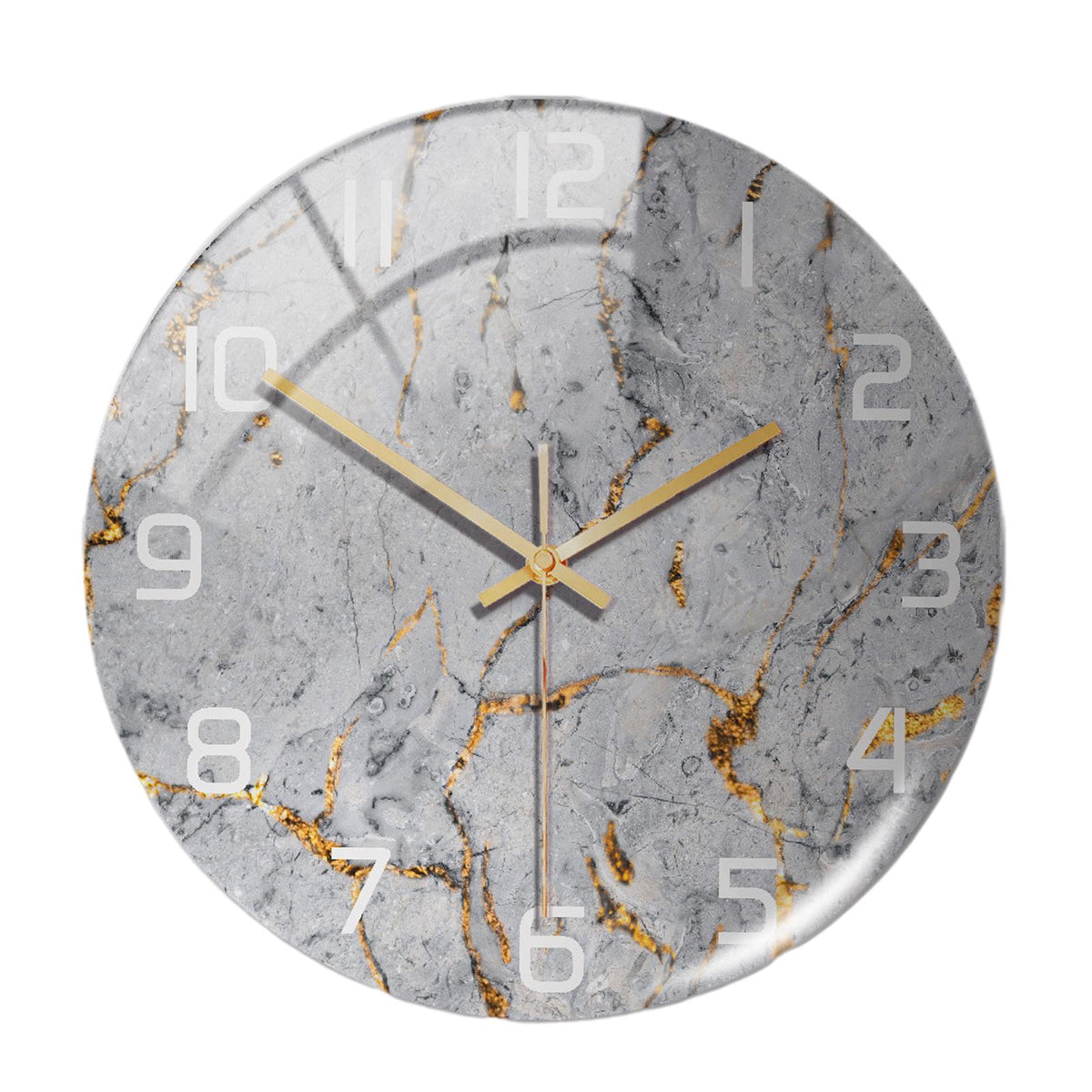 Maxbell Maxbell Nordic Style Wall Clock Marble Texture Round Battery Operated for Office Gray