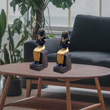 Maxbell 2x Resin Egyptian Pharaoh Figurine Sculpture for Cabinet Tabletop Decor