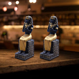 Maxbell 2x Resin Egyptian Pharaoh Figurine Sculpture for Cabinet Tabletop Decor