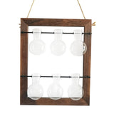 Maxbell Maxbell Hanging Hydroponic Vase 2 Tiered Wooden Frame 6 Glass Bulbs for Living Room