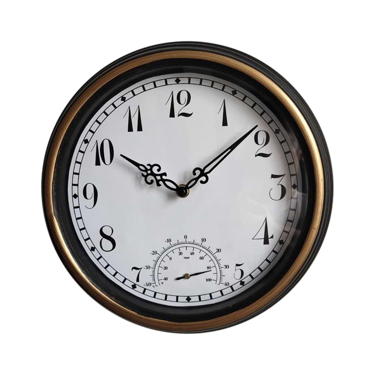 Maxbell Maxbell Wall Clock with Thermometer Wall Decor Battery Operated for Garden Office