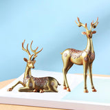 Maxbell 2Pcs Elk Statues Home Decor Reindeer Sculptures Deer Figurines Gold