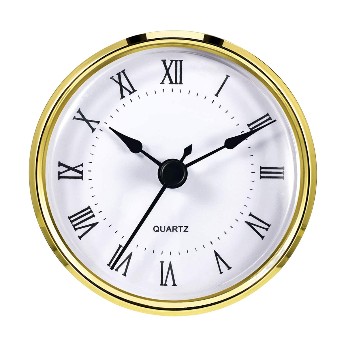 Maxbell Maxbell 3-1/8 inch (80 mm) Quartz Clock Insert Round for Home Wall Gold Rim Roman