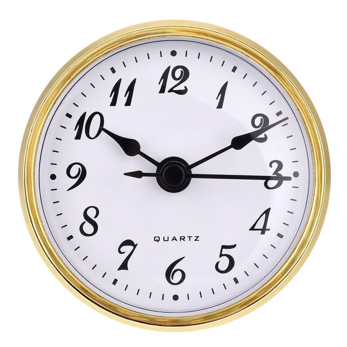 Maxbell Maxbell 70mm Clock Insert Gold Rim White Dial Round Quartz Movement Battery Operated