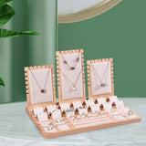 Maxbell Jewelry Display Stand Bamboo for Earrings Rings Necklace Beige Velvet