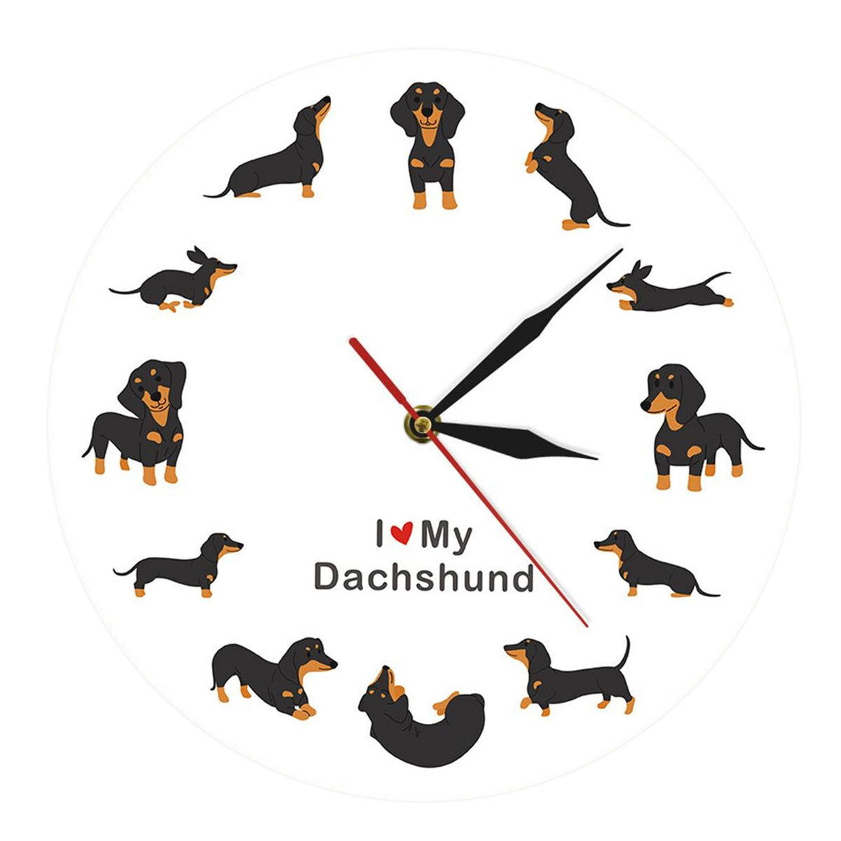 Maxbell Maxbell Wall Clock 12inch Dachshund Theme Battery Operated for Bedroom Kitchen Room