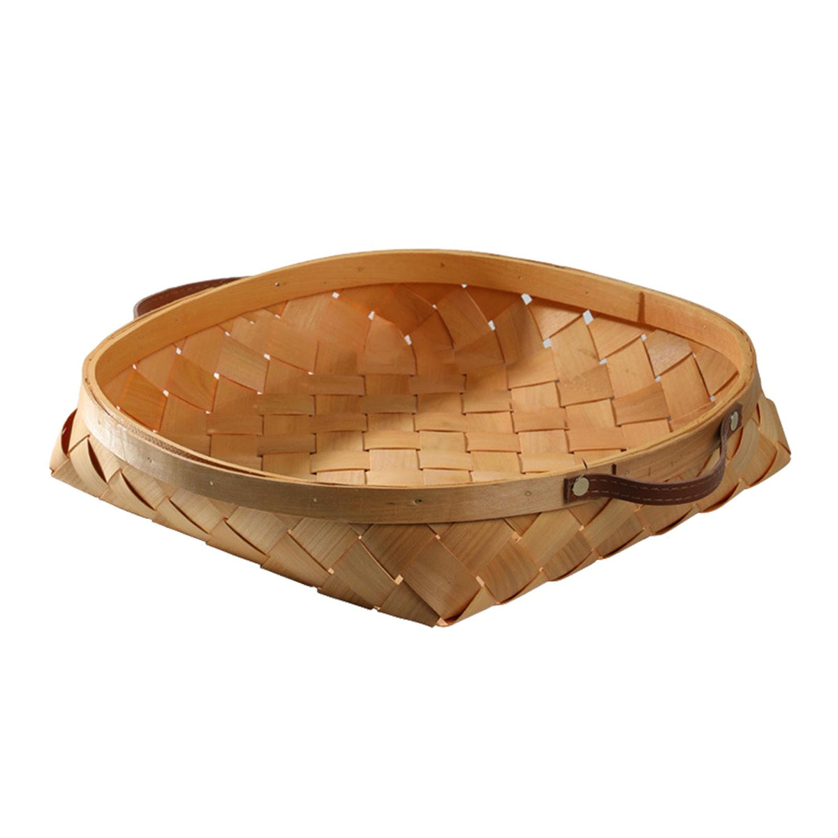 Maxbell Maxbell Wooden Storage Basket Serving Tray Storage Organizing Round 31cmx31cmx7cm