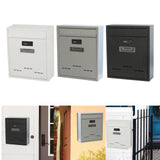 Large Wall Mount Mailbox W/Code Lock Postbox Rainproof Iron Large Capacity White