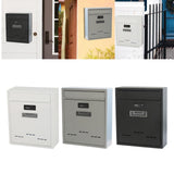 Large Wall Mount Mailbox W/Code Lock Postbox Rainproof Iron Large Capacity White