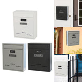 Large Wall Mount Mailbox W/Code Lock Postbox Rainproof Iron Large Capacity White