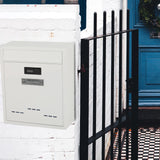 Large Wall Mount Mailbox W/Code Lock Postbox Rainproof Iron Large Capacity White