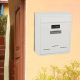 Large Wall Mount Mailbox W/Code Lock Postbox Rainproof Iron Large Capacity White