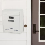 Large Wall Mount Mailbox W/Code Lock Postbox Rainproof Iron Large Capacity White