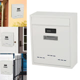 Large Wall Mount Mailbox W/Code Lock Postbox Rainproof Iron Large Capacity White
