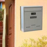 Maxbell Large Wall Mount Mailbox W/Code Lock Postbox Rainproof Iron Large Capacity Grey